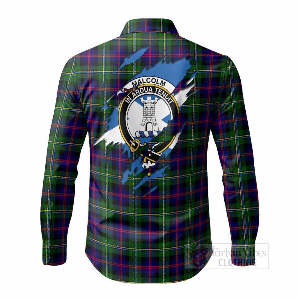 Malcolm Clan Crest In Me Tartan Long Sleeve Button Shirts Scotland Flag Style