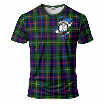 Malcolm Clan Crest In Me Tartan T-Shirt Scotland Flag Style