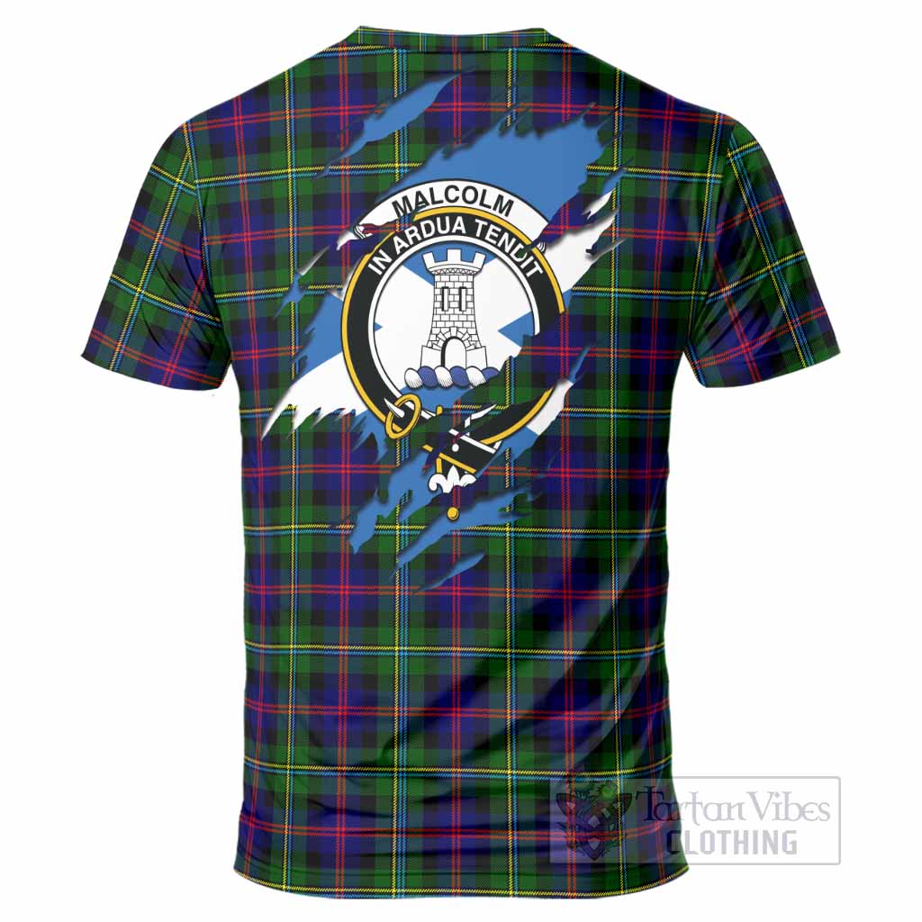 Malcolm Clan Crest In Me Tartan T-Shirt Scotland Flag Style