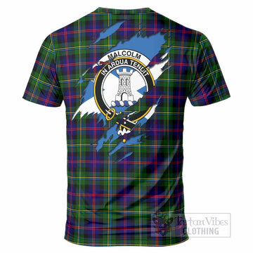 Malcolm Clan Crest In Me Tartan T-Shirt Scotland Flag Style