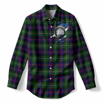 Malcolm Clan Crest In Me Tartan Women Casual Shirt Scotland Flag Style