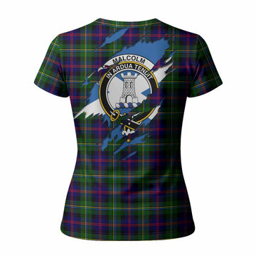Malcolm Clan Crest In Me Tartan Women T shirt Scotland Flag Style