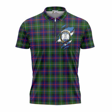 Malcolm Clan Crest In Me Tartan Zipper Polo Shirt Scotland Flag Style