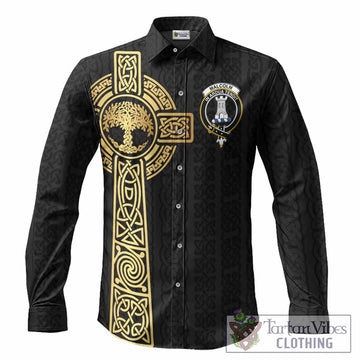 Malcolm Clan Crest Long Sleeve Button Shirts with Celtic Tree of Life Inspired