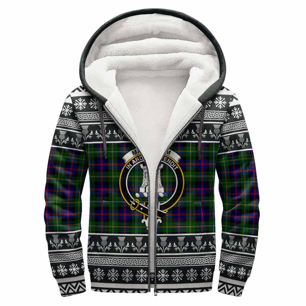 Malcolm Clan Tartan Christmas Fleece Hoodie with Family Crest - Tartan Vibes Clothing
