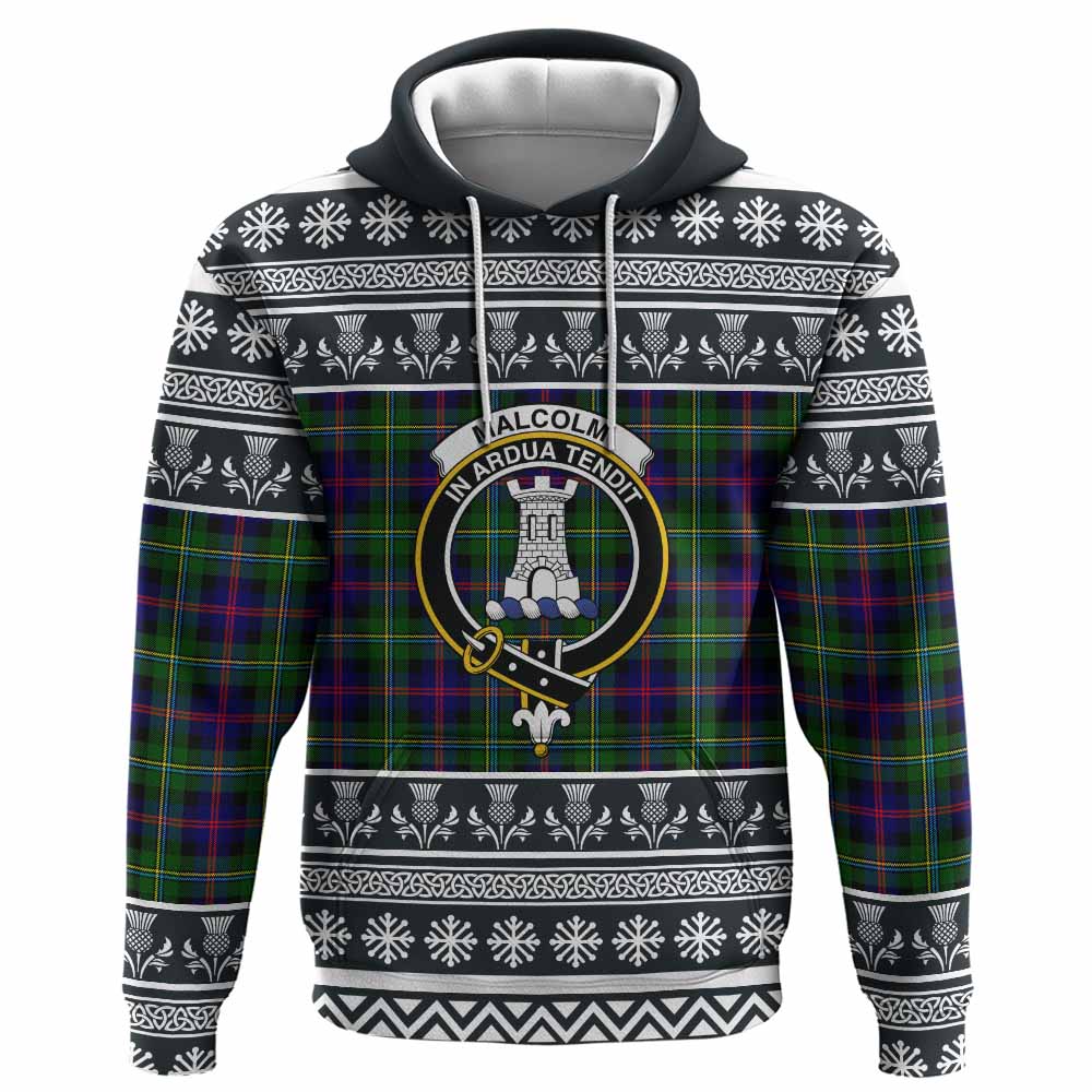 Malcolm Clan Tartan Christmas Hoodie with Family Crest - Tartan Vibes Clothing