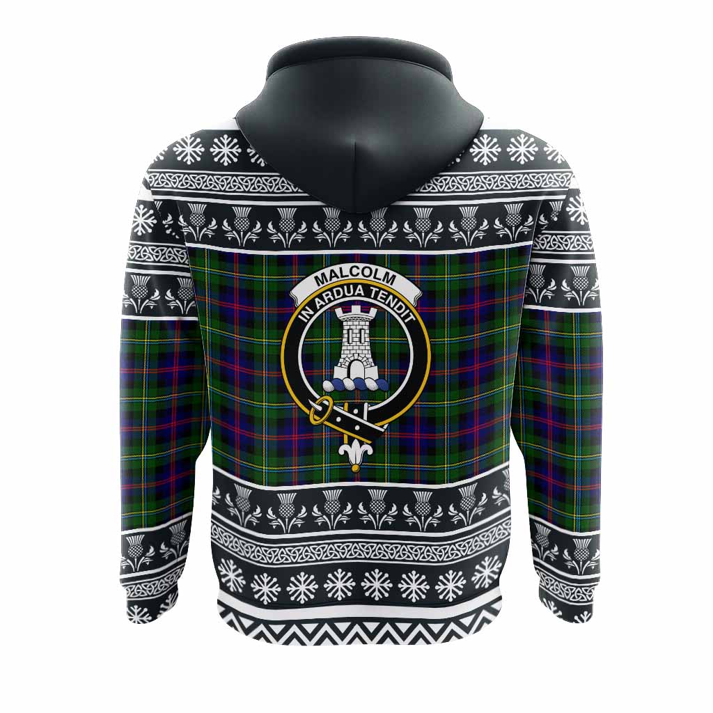 Malcolm Clan Tartan Christmas Hoodie with Family Crest - Tartan Vibes Clothing