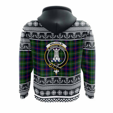 Malcolm Clan Tartan Christmas Hoodie with Family Crest