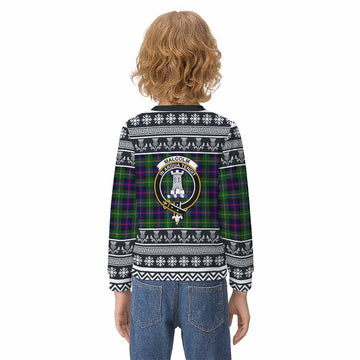 Malcolm Clan Tartan Christmas Kid Ugly Sweatshirt with Family Crest