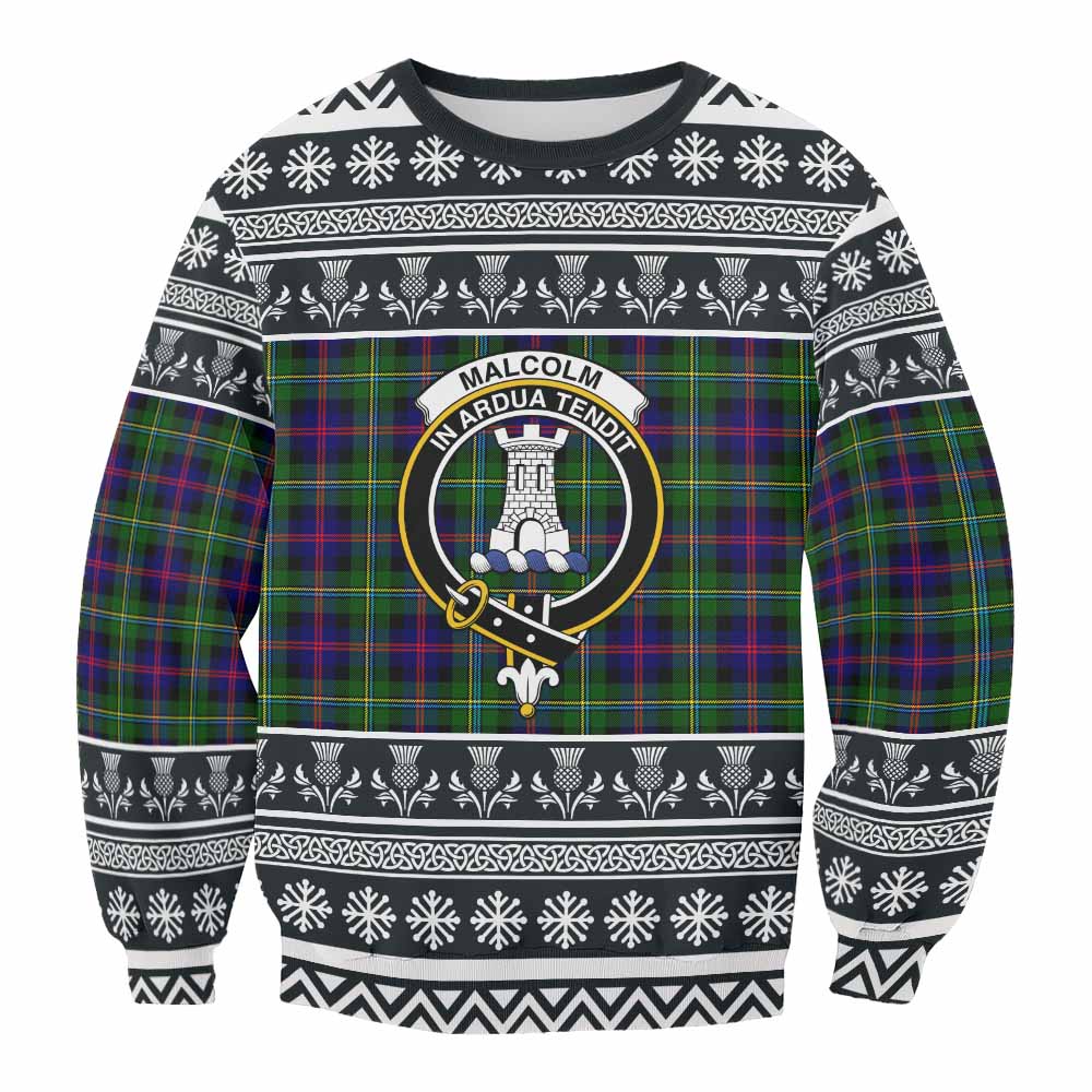 Malcolm Clan Tartan Christmas Sweatshirt with Family Crest - Tartan Vibes Clothing