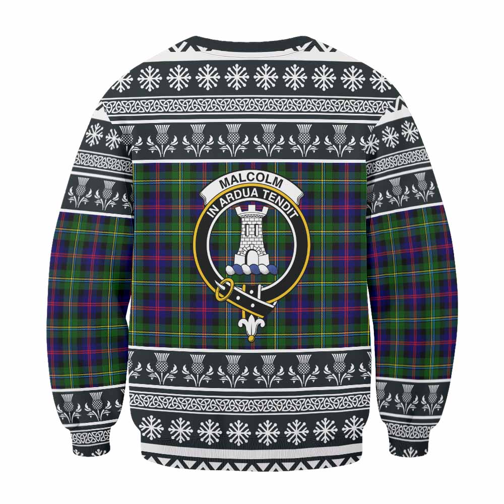 Malcolm Clan Tartan Christmas Sweatshirt with Family Crest - Tartan Vibes Clothing