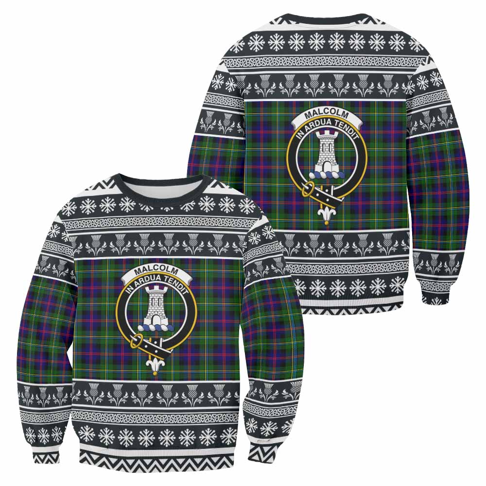 Malcolm Clan Tartan Christmas Sweatshirt with Family Crest - Tartan Vibes Clothing