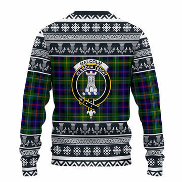 Malcolm Clan Tartan Christmas Ugly Sweater with Family Crest