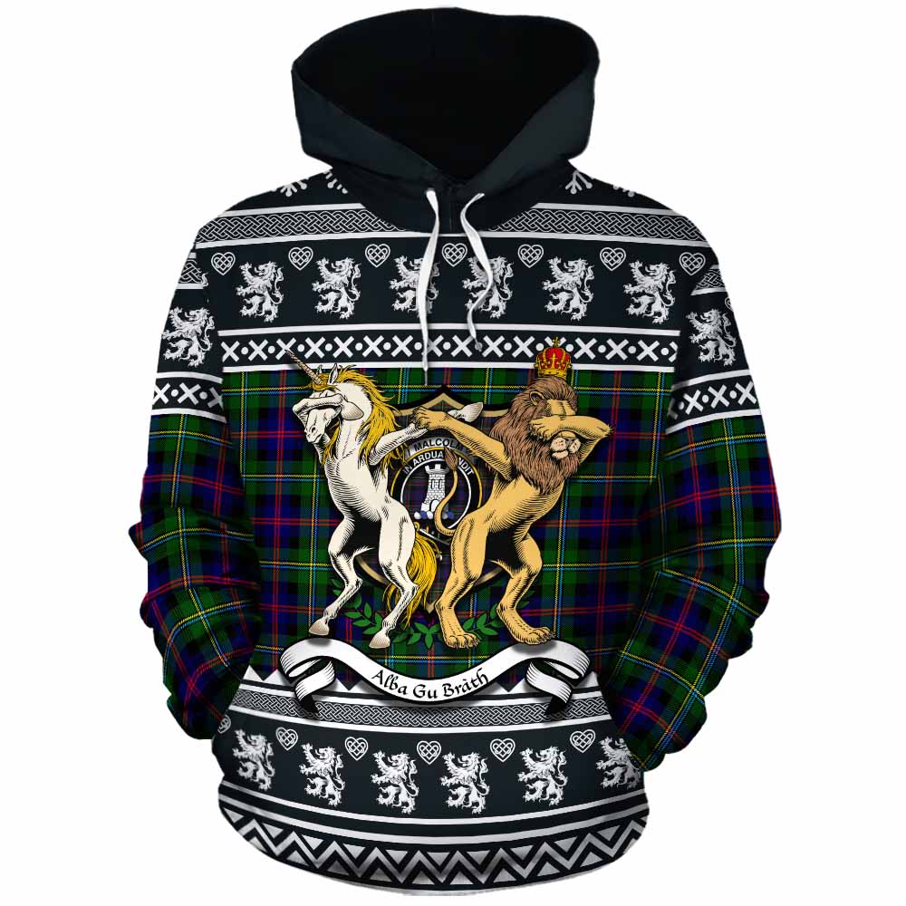Malcolm Clan Tartan Crest Christmas Cotton Hoodie Coat of Arms Funny Style - Tartan Vibes Clothing