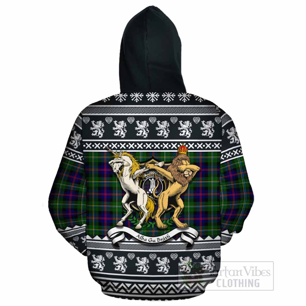 Malcolm Clan Tartan Crest Christmas Cotton Hoodie Coat of Arms Funny Style - Tartan Vibes Clothing