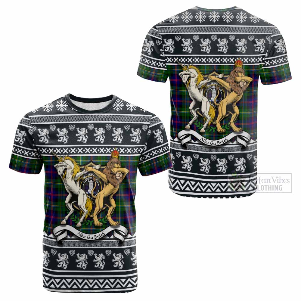 Malcolm Clan Tartan Crest Christmas Cotton T-shirt Coat of Arms Funny Style - Tartan Vibes Clothing