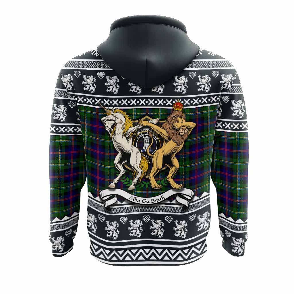 Malcolm Clan Tartan Crest Christmas Hoodie Coat of Arms Funny Style - Tartan Vibes Clothing