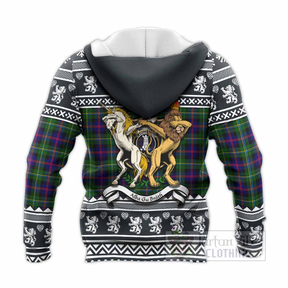 Malcolm Clan Tartan Crest Christmas Knitted Hoodie Coat of Arms Funny Style - Tartan Vibes Clothing