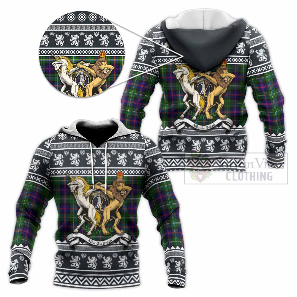 Malcolm Clan Tartan Crest Christmas Knitted Hoodie Coat of Arms Funny Style - Tartan Vibes Clothing