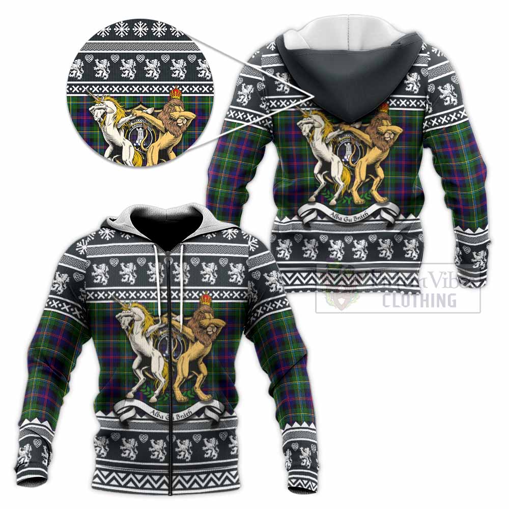 Malcolm Clan Tartan Crest Christmas Knitted Hoodie Coat of Arms Funny Style - Tartan Vibes Clothing