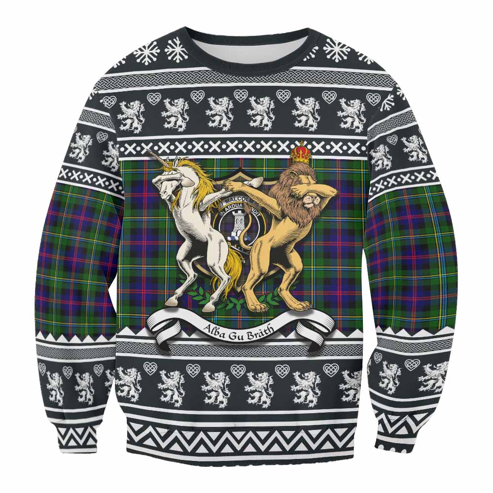 Malcolm Clan Tartan Crest Christmas Sweatshirt Coat of Arms Funny Style - Tartan Vibes Clothing