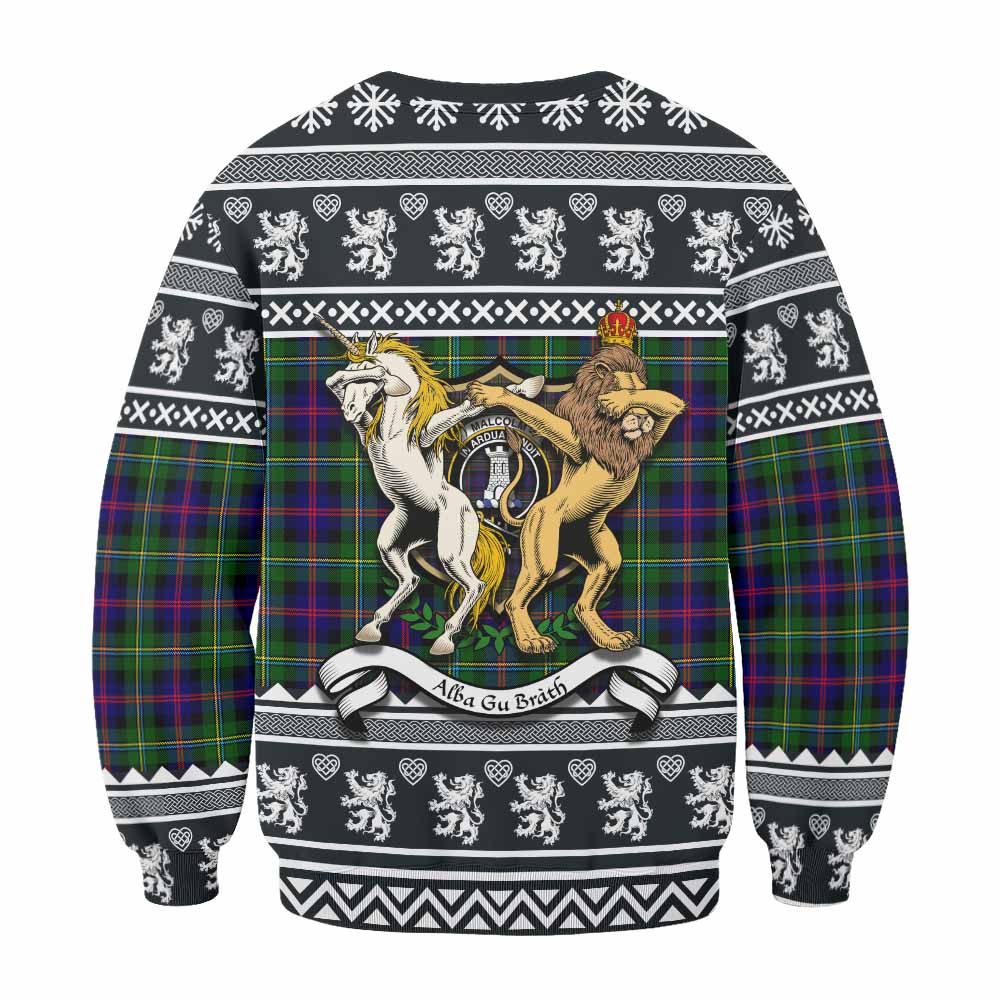 Malcolm Clan Tartan Crest Christmas Sweatshirt Coat of Arms Funny Style - Tartan Vibes Clothing