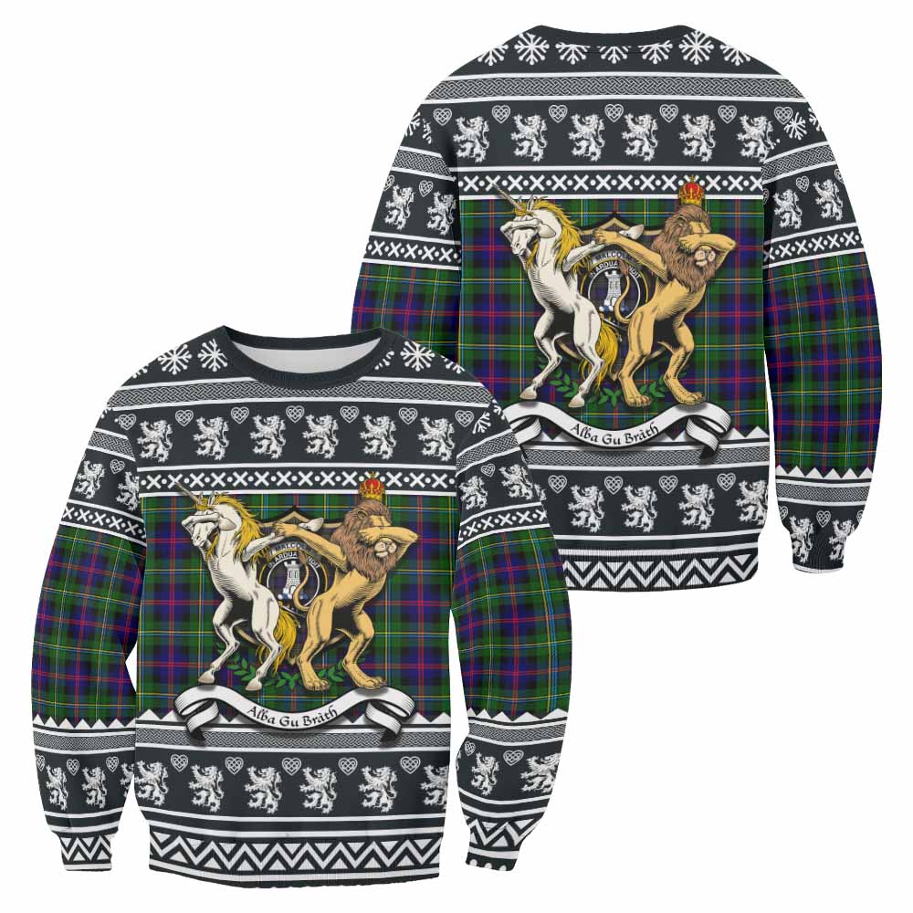 Malcolm Clan Tartan Crest Christmas Sweatshirt Coat of Arms Funny Style - Tartan Vibes Clothing