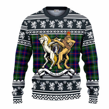Malcolm Clan Tartan Crest Christmas Ugly Sweater Coat of Arms Funny Style