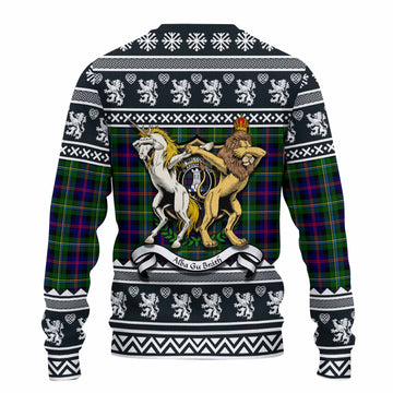 Malcolm Clan Tartan Crest Christmas Ugly Sweater Coat of Arms Funny Style