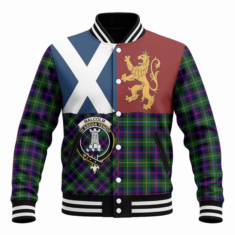Malcolm Crest Tartan Baseball Jacket with Lion Rampant Saltire Style