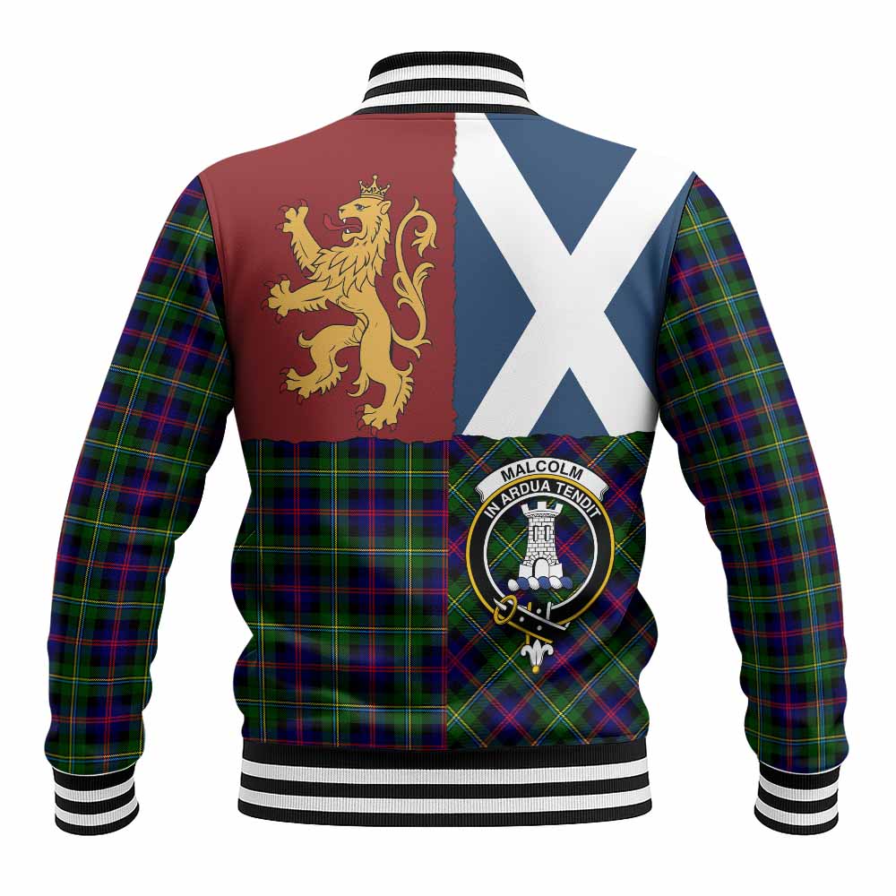 Malcolm Crest Tartan Baseball Jacket with Lion Rampant Saltire Style