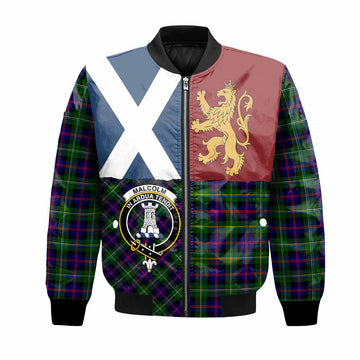 Malcolm Crest Tartan Bomber Jacket with Lion Rampant Saltire Style
