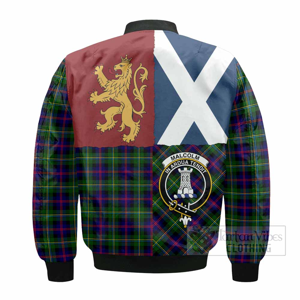Malcolm Crest Tartan Bomber Jacket with Lion Rampant Saltire Style