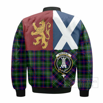 Malcolm Crest Tartan Bomber Jacket with Lion Rampant Saltire Style