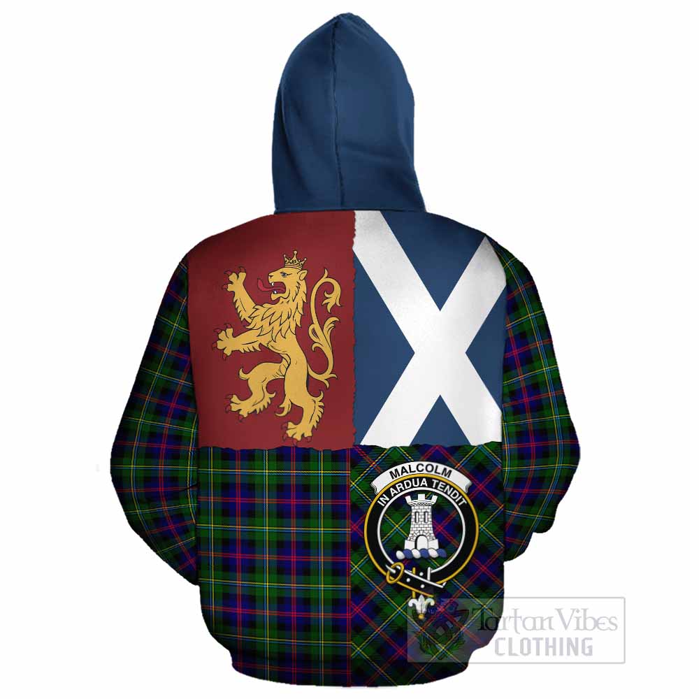 Malcolm Crest Tartan Cotton Hoodie with Lion Rampant Saltire Style - Tartan Vibes Clothing