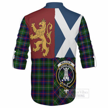 Malcolm Crest Tartan Ghillie Shirt with Lion Rampant Saltire Style
