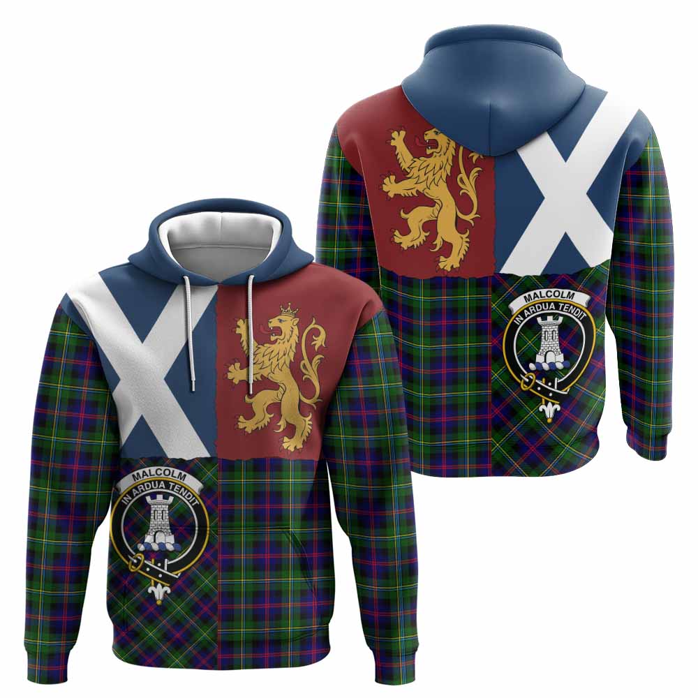 Malcolm Crest Tartan Hoodie with Lion Rampant Saltire Style