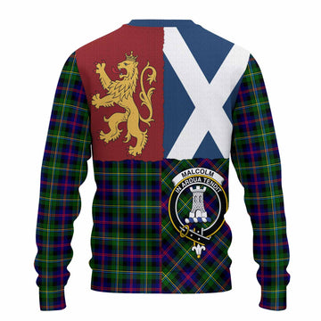 Malcolm Crest Tartan Knitted Sweater with Lion Rampant Saltire Style
