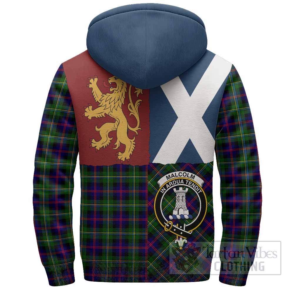 Malcolm Crest Tartan Sherpa Hoodie with Lion Rampant Saltire Style
