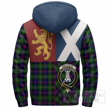 Malcolm Crest Tartan Sherpa Hoodie with Lion Rampant Saltire Style