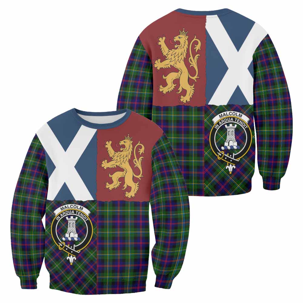 Malcolm Crest Tartan Sweatshirt with Lion Rampant Saltire Style