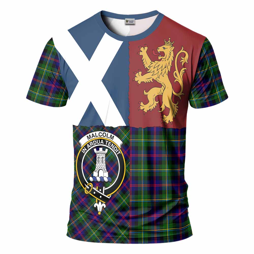 Malcolm Crest Tartan T-Shirt with Lion Rampant Saltire Style