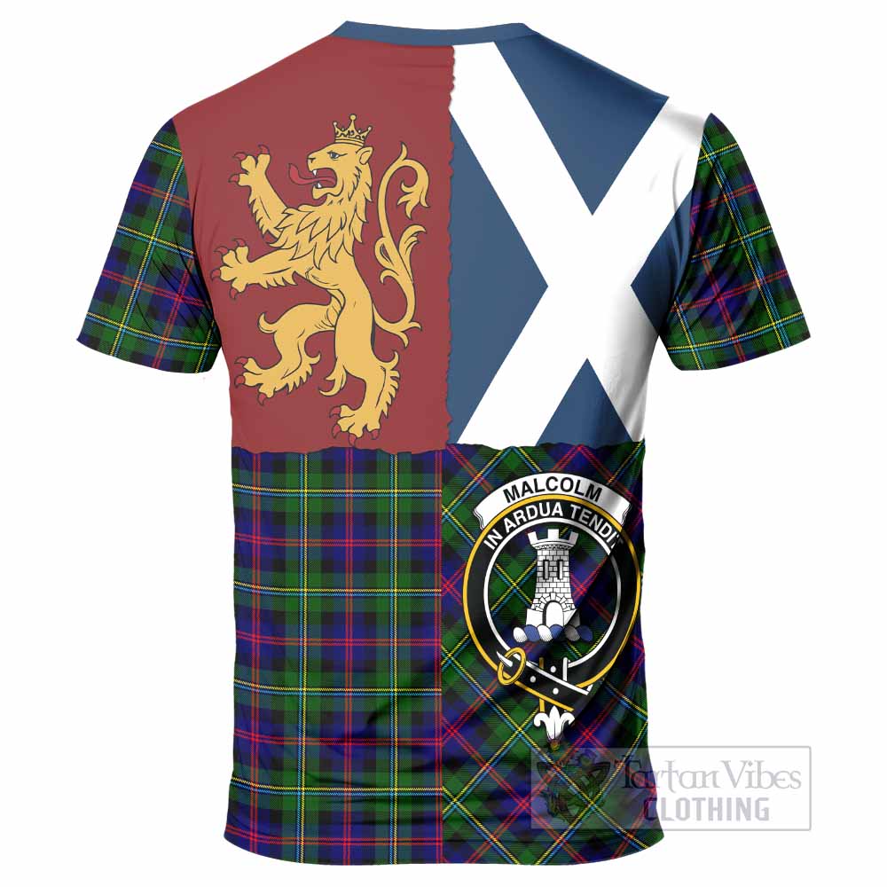 Malcolm Crest Tartan T-Shirt with Lion Rampant Saltire Style