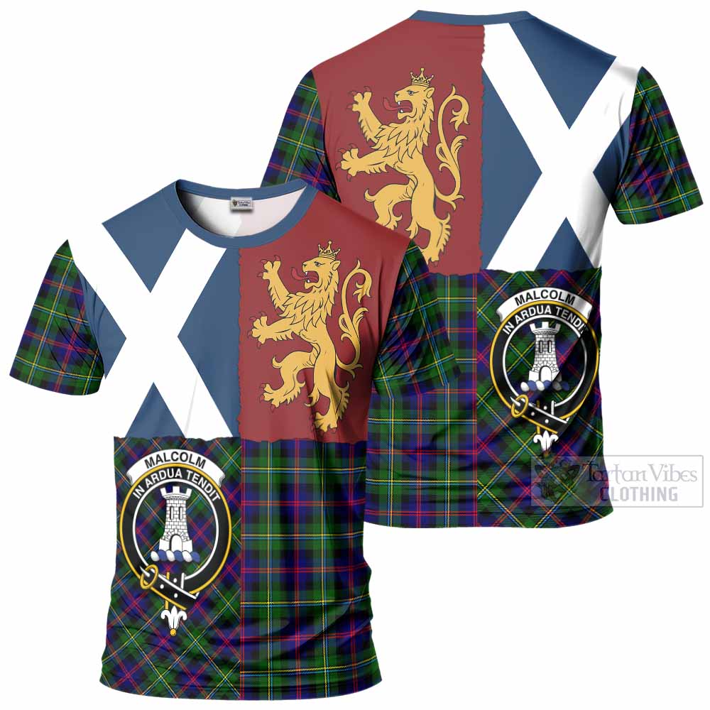 Malcolm Crest Tartan T-Shirt with Lion Rampant Saltire Style