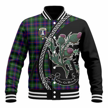Malcolm Family Crest Tartan Baseball Jacket Alba Thistle Inspired