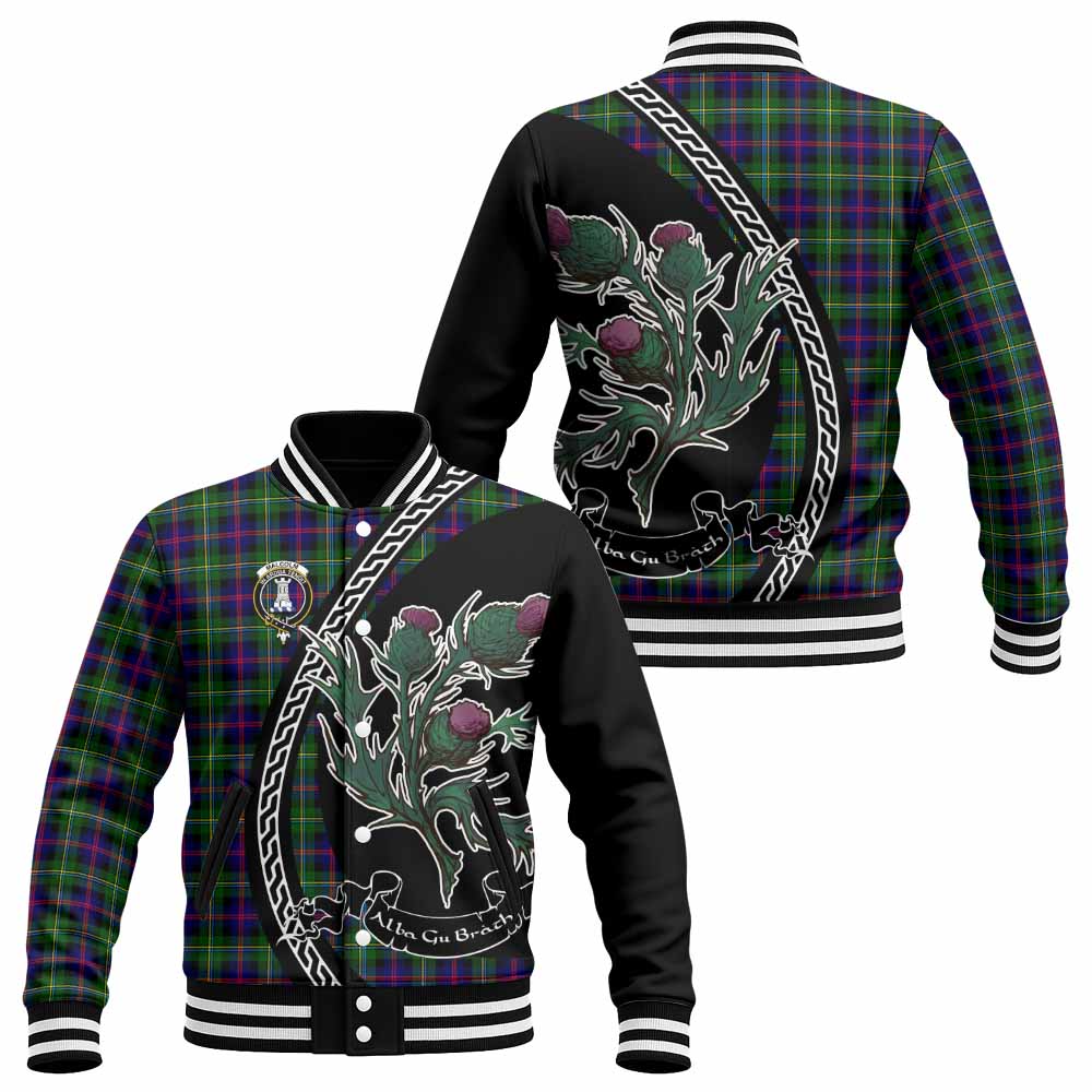 Malcolm Family Crest Tartan Baseball Jacket Alba Thistle Inspired - Tartan Vibes Clothing
