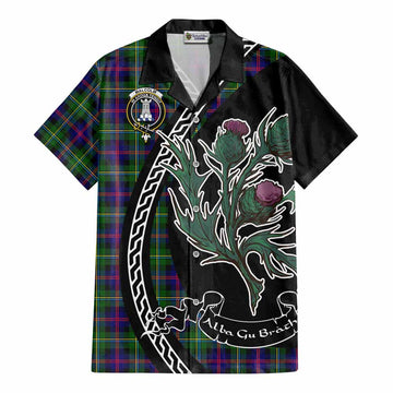 Malcolm Family Crest Tartan Cotton Hawaiian Shirt Alba Thistle Inspired