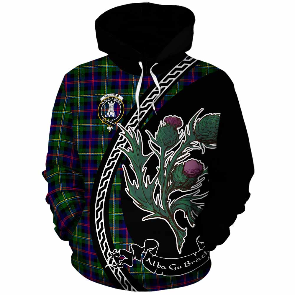 Malcolm Family Crest Tartan Cotton Hoodie Alba Thistle Inspired - Tartan Vibes Clothing
