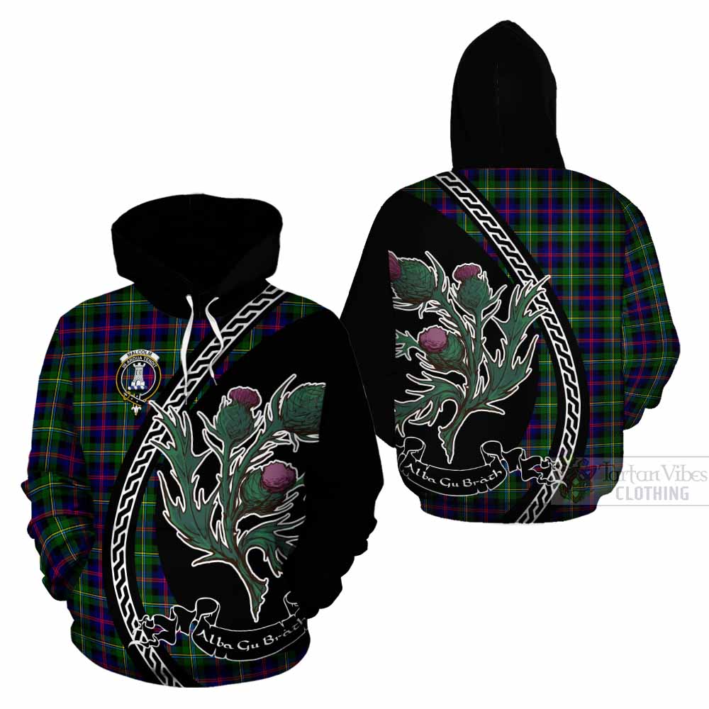 Malcolm Family Crest Tartan Cotton Hoodie Alba Thistle Inspired - Tartan Vibes Clothing