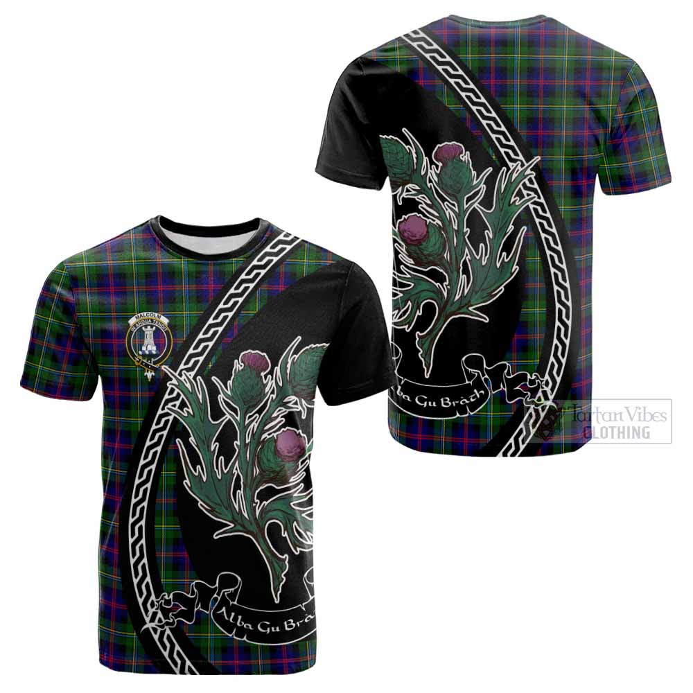 Malcolm Family Crest Tartan Cotton T-shirt Alba Thistle Inspired - Tartan Vibes Clothing